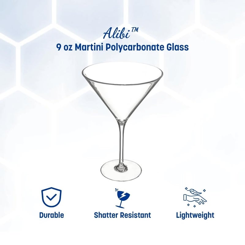 Carlisle FoodService Products Alibi Martini Glass with Break-Resistance for Restaurants, Catering, Kitchens, Plastic, 9 Ounces, Clear - Image 2